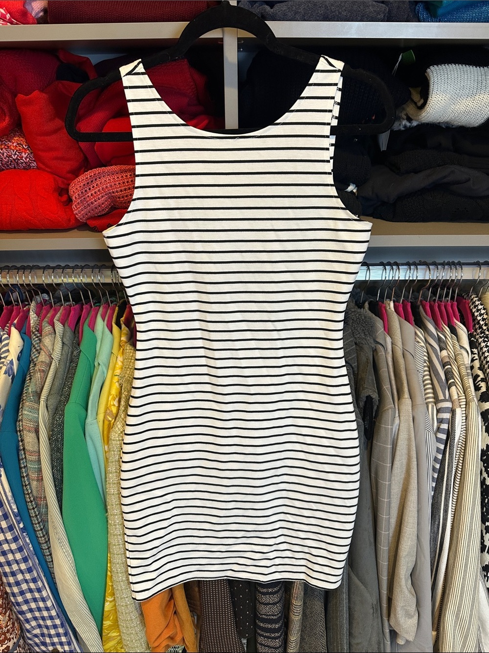 Jack by BB Dakota white/black striped back cut out sleeveless dress size XS